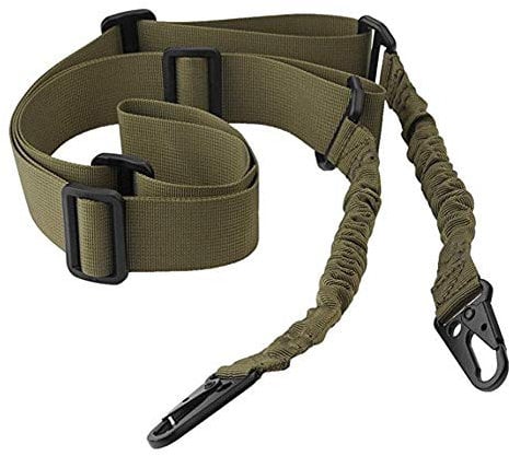 Asudaro Gewehrgurt Verstellbar Bungee Sling aus Nylon Multifunktionales 2 Punkt Gewehr Sling Gun Gurt Verstellbare Schulter Seil mit Elastischer Kordel Schlingen für Jagd Camping Outdoor Sport Grün