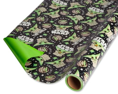 American Greetings Star Wars Mandalorian Geschenkpapier, The Child/Baby Yoda (1 Rolle, 75 m²)