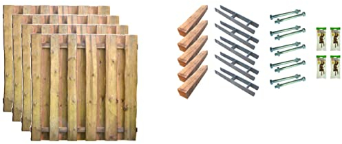 TETZNER & JENTZSCH Zäune Seattle 2 I Sichtschutz Zaun 180 x 180 cm Graugrün I Gartenzaun aus Holz für den Sichtschutz I Zaun mit Holzlatten I Bretterzaun I Komplettset verzinkt und genagelt