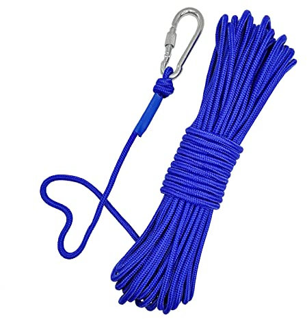 HAIY Kletterseil Hilfsseil, Fischerei Bergung Seil mit Karabiner, 20m Outdoor Seil, Allzweckseil, Festmacherleine, Strick, Gartenseil, Seil für Outdoor, Sport, Camping (Durchmesser 6mm, Blau)