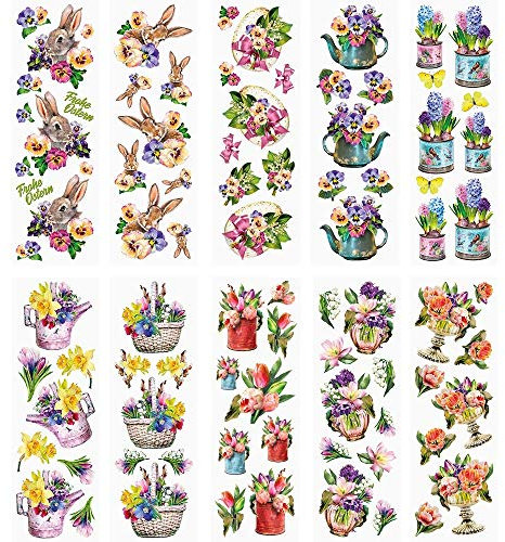Ideen mit Herz Transparent-Sticker | 10 Bogen à 10 cm x 30 cm | Bunte Aufkleber zum Basteln & Dekorieren (Ostern | Ostergrüße 02)