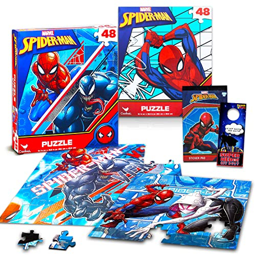 Marvel Spider-Man Puzzle-Bundle ~ Marvel Superhelden-Puzzle für Kinder | Mit Spiderman- und Venom-Puzzle mit Spiderman-Aufklebern und mehr (Spiderman-Spielzeug und Spiele)