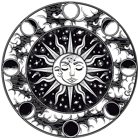 Grandora Wandtattoo Wandaufkleber Lebensblume Wohnzimmer Wandsticker Mond Sonne heilige Geometrie Wandbild Schlafzimmer Wanddeko Flur Tapete selbstklebend DL652-13