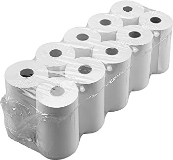 Netuno 10 Stück Thermorollen 57mm x 25m Kassenrollen Bonrollen Kern 13mm | Außendurchmesser 40mm, weißes Thermopapier für EC-Terminals, Registrierkassen, Waagen; klarer Druck ohne Tinte