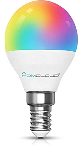 Homcloud Smart Wi-Fi Intelligent LED Ampoule Multicolor + Warm White E14 G45 dimmable, télécommande avec APP, Smart Life, Alexa ou Google