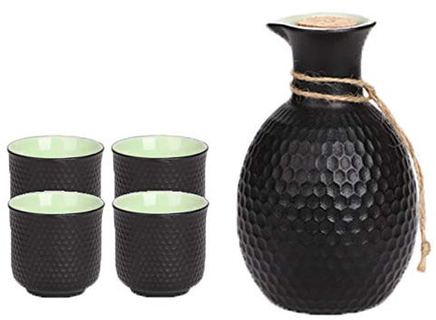 Ensemble de saké de vaisselle japonaise, porcelaine de saké chaud japonais traditionnel, ensemble de service de saké traditionnel en céramique,5pcs