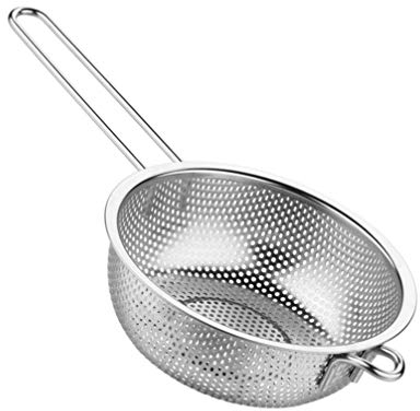 TOPBATHY Colino da Cucina in Acciaio Inox a Rete Con Manico Singolo per Fritti e Verdure (22,7 cm)