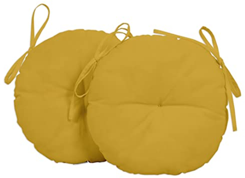 Vargottam Outdoor Veranda 15 - Zoll - Runde Bistro - Stuhlkissen - Wasserdichtes Sitzstuhl - Pad Fur Haus/Buro - Set Von 2 Gelb