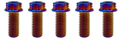 RISON-Titanium Titanschrauben M6x1.0x10mm, 5 Stück Flanschschraube Torx Kopf Flansch Schrauben Sechskantschrauben Gewindeschrauben GR5 Titanbolzen Befestigungen für Motorräder Fahrrad Auto