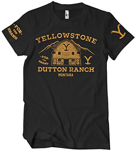 Yellowstone Officiellement sous Licence Barn Hommes T-Shirt (Noir), Moyen