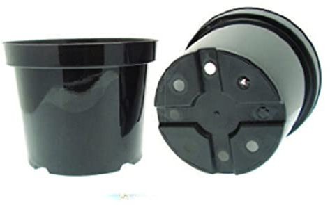 UK GROW x 5 Black Round Plastic plant pot 1L 2L 3L 4L 5L 7L 10L 15L 20L 30L Perfect for seedlings trees vegetables Outdoor Garden Round Nursery Herb Flower Planters (5 x 10L)