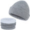 Durio Unisex Mütze Schal Set Junge Mädchen Warm Wintermütze Strickmütze Kindermütze Babymütze Hellgrau 2-8 Jahre (Tag Size M)