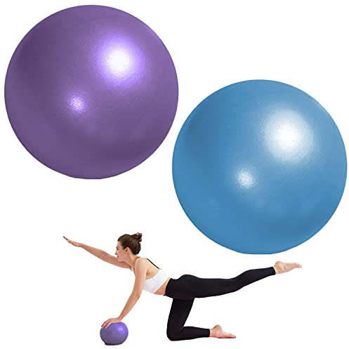 GOIEHIR Weicher Pilatesball, Yoga Ball 25 cm, Gymnastikball Klein, Gleichgewichtstraining, für Yoga, Aerobic, 2 Stück, Blau und Lila