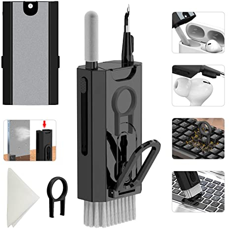 8 in 1 Elektronik Reinigungsset - Tastatur-Reiniger, Tastatur-Reinigungsset, Laptop Reiniger, Laptop Reinigungsset, Elektronik Reinigungsset für Airpods Pro/Laptop/Telefon（Schwarz）