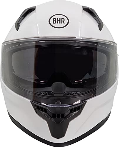 BHR Casco Integrale Moto con Doppia Visiera 831 ROCKET, Casco Moto Integrale Omologato ECE 22.06 con Schermo Parasole, Casco Uomo/Donna, Bianco, L