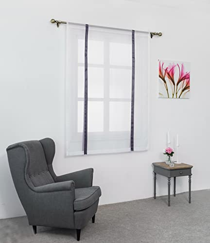 SIMPVALE 1 Stück Raffrollo Vorhänge, Sheer Voile Vorhang für Wohnzimmer Schlafzimmer Transparente Gardinen Dunkelgrau 80×140cm (B×H)