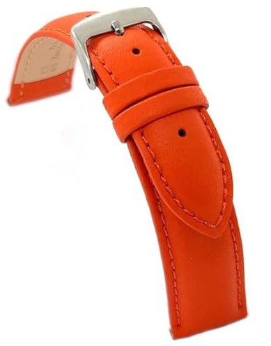diloy Uhrenarmband aus glattes Rindsleder 26mm 28mm 30mm 32mm 34mm 36mm 38mm 40mm Ref. 302EA Orange 36mm