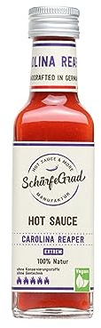SchärfeGrad Manufaktur® Chili Hot Sauce Carolina Reaper EXTREM 100% Natur unbehandelte Zutaten 100ml Glasflasche