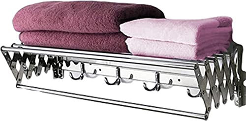 MAKIVI An der Wand montierter Wäscheständer, einziehbarer Wäscheständer aus Edelstahl mit Ziehharmonika für Waschküche, Badezimmerhandtuch, Innen- und Außenbereich zu Hause