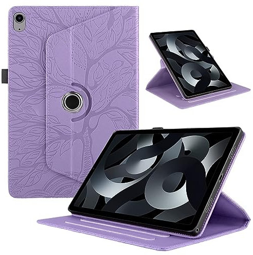 TEDTIKJT Cover per iPad 10th Gen 10.9 2022 Custodia/iPad 11th Gen 2025 11 Custodia Pelle PU 360°Multi Angolo Ruotabile Tablet Protettiva Cover con Auto Sveglia/Sonno, Viola Albero