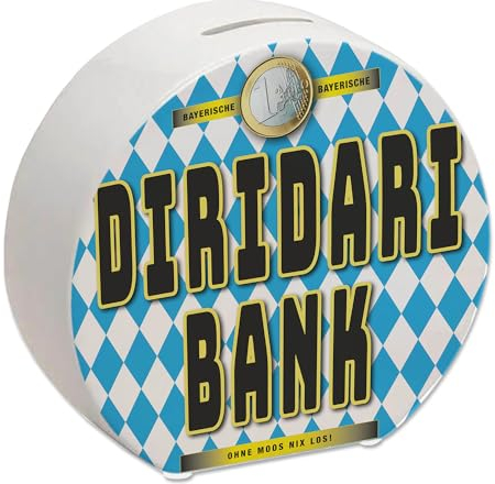 Diridari Bank Bayernflagge Spardose mit Spruch Ohne Moos nix los EIN buntes Sparschwein für Dein Kleingeld Geburtstag Bayern Sparbüchse sparen Freunde
