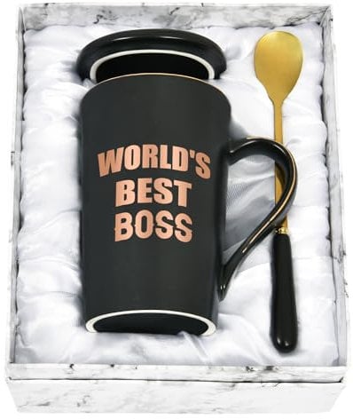 Joymaking Boss Gift for Men Women Coffee Mug 14oz Boss Mug for Leader Manager Birthday Retirement Best Boss Gifts for Men - World's Best Boss, 14oz Black
