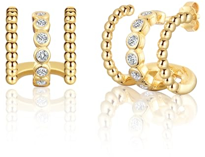 wynn's Klaue Ohrringe Silber 925 Gold, 14K Vergoldet Ohrringe Creolen, Ohrstecker mit AAA Zirkonia für Damen Frau