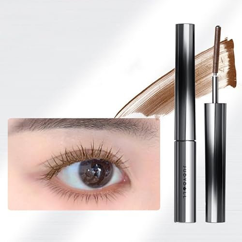 Judy Doll Mascara, Judydoll Mascara, Judydoll Curling Iron Strong Mascara,Bürstenkopf aus Metall, Waterproof Smudge-Proof, Long Lasting, Not Easy to Smudge (Braun Der Bürstenkopf ist gebogen)