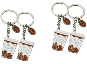 VALICLUD 4 Stück Kaffeetasse Schlüsselanhänger Kaffeebohnen-anhänger Auto Schlüsselanhänger Schlüsseletui Schlüsselanhänger Mit Tieranhänger Lebensmittel-schlüsselanhänger Metall Material