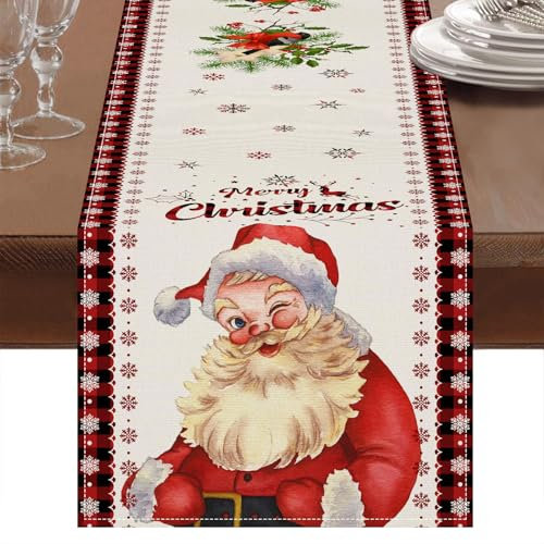 Tischläufer Weihnachten deko,tischdeko Weihnachten tischläufer Winter,Weihnachtsmann,Schneeflocke weihnachtstischläufer Geeignet für Küche,Bar,Esstisch deko Weihnachten