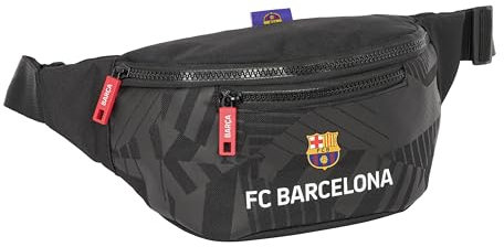 Safta F.C. Barcelona Black Gürteltasche mit Außentasche, ideal für Jugendliche und Kinder verschiedener Altersgruppen, bequem und vielseitig, Qualität und Widerstandsfähigkeit, 23 x 9 x 12 cm,