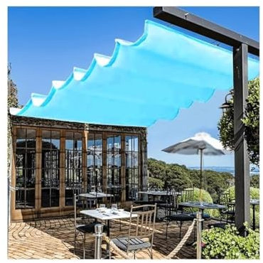 Kit per tettoia per tetto, impermeabile, retrattile, per pergola, tenda a vela di ricambio per pergola, tenda a onda scorrevole, per veranda e veranda (blu, 1,3 x 6 m)
