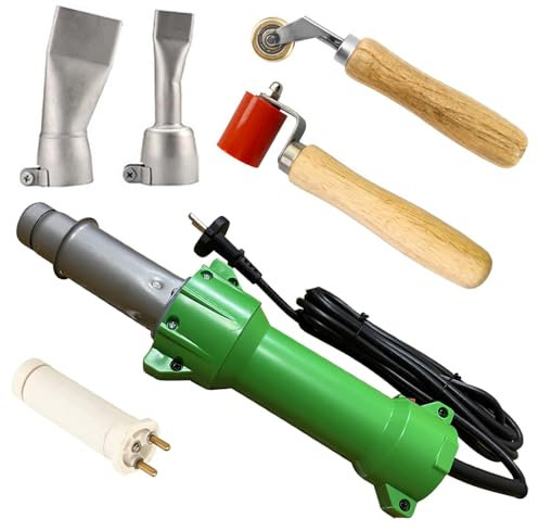 1600W Iluminación LED Pistola de Aire Caliente Soldador PVC Soldadura de Aire Caliente de Plástico, 2 Boquillas de Soldadura Planas, Rodillo de Costura de Silicona de 40mm y Rodillo de Costura Latón