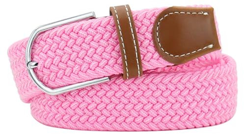 Huyfhksd Ceintures tressées extensibles tissées de couleurs mélangées pour hommes et femmes ceintures élastiques tendance, rose, for Waist Size 28-31