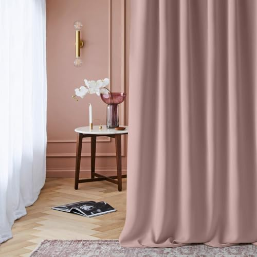 ROOM99 Vorhang mit Ösen Laurel 180 x 260 cm Puderrosa, 1 Stück | Verdunkelung Blickdicht Schiebegardinen Curtain Wohnzimmer Schlafzimmer