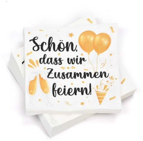 100 Stück Servietten Party Deko Tischdeko Geburtstag Herbst Servietten, Schön Dass Wir Zusammen Feiern, Servietten Geburtstag & Weihnachten 33 X 33 cm