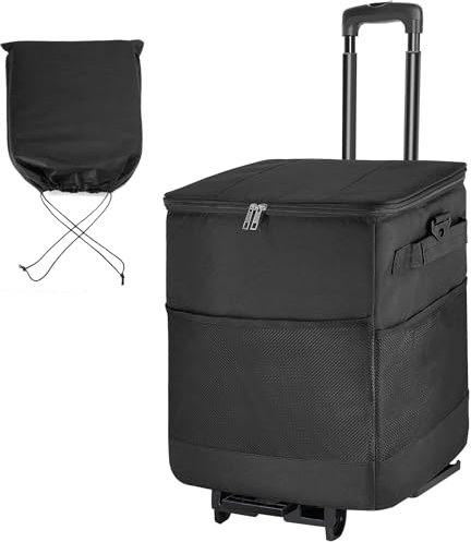 ZHJINGYU Bolsa Termica con Ruedas | 40L Capacidad | Aislamiento Térmico Eficaz, Nevera Bolsa | Tela Oxford 300D | para Camping, Playa, Pesca, Picnic y Compra