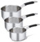 AKH HOUSEWARE Stainless Steel Milk Pan with Pouring Lip & Silicon Grip Handle 16cm Milk Pot/Soup Pot Suitable for All Types of Hobs Including Induction Hob Tea Pot (Set of 3 (16cm+18cm+20cm))