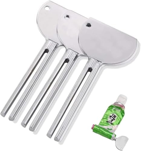 3 pieces tube squeezer, stainless steel tube squeezer, metal toothpaste squeezer, tube dispenser, save toothpaste, creams, paint, ointment, no more mess and waste. (Silver)