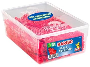 HARIBO MEGA TORCIDAS ROJAS tarro de 200 unidades