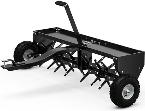 YINTATECH 48 Tow Behind Lawn Aerator with Universal Hitch; Designed to Pull Behind Lawn Plug Spike Aerator for ATV&Tractors,Black