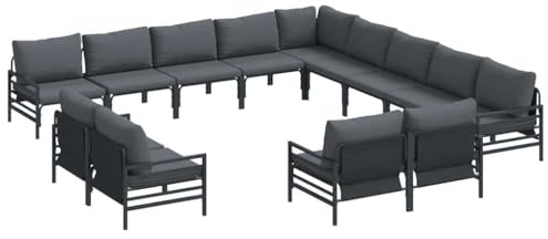 vidaXL Garden Sofa Set 13 pcs Anthracite Steel, Stylish Outdoor Furniture, Elegant Patio Set, Comfortable Garden Lounge, Modern Balcony, Functional Deck Seating
