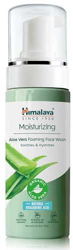Himalaya Feuchtigkeitsspendender Gesichtsreiniger Schaum mit Bio-Aloe Vera und natürlicher Hyaluronsäure, für trockene, matte Haut, 98% natürlich, dermatologisch getestet, 150 ml