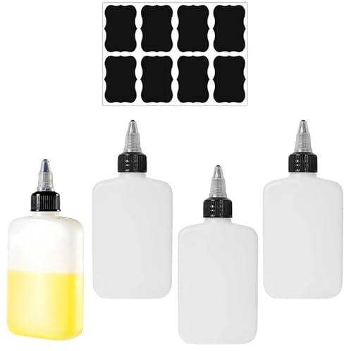 Luxvara 4 Bottiglie Dispenser Olio da 120ml,Porta Olio e Aceto in Plastica per Cucina,Oliera Salvagoccia con Beccuccio Regolabile, Senza Perdite