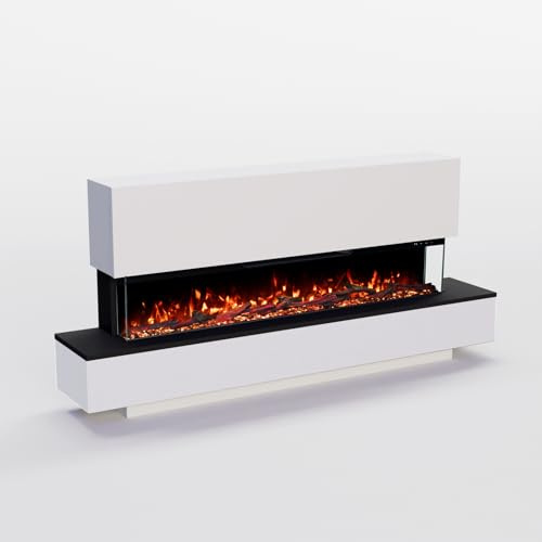 GLOW FIRE Cobalt 50 Cheminée électrique avec feu LED 3D réaliste - Sur pied - Avec chauffage et feu de cheminée - Contrôle par application - Effet crépitement et minuterie - Maximum 1800 W - 157 x 75