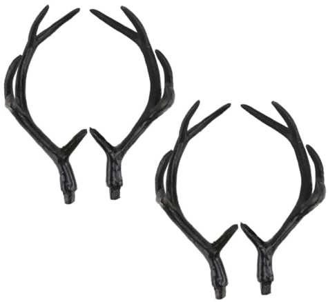 GARIOUANS 2 Paare Künstliche Hirschgeweih Stirnbänder aus Kunststoff DIY Bastelset für Weihnachts Rehgeweih Deko Realistische Hirschhörner Bequeme Kopfbedeckung für Festliche Anlässe