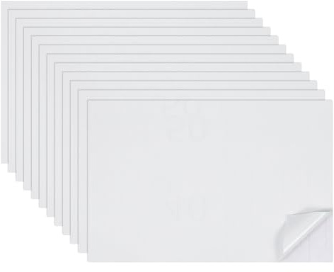 sourcing map 12 Blatt Miniatur Puppenhaus Tapete, Selbstklebende PVC Bodenbelag Wand, Mini Wanddekoration für Puppenhaus Sandtisch Modell Zubehör 11.81 x 7.87 Zoll (Weiß)