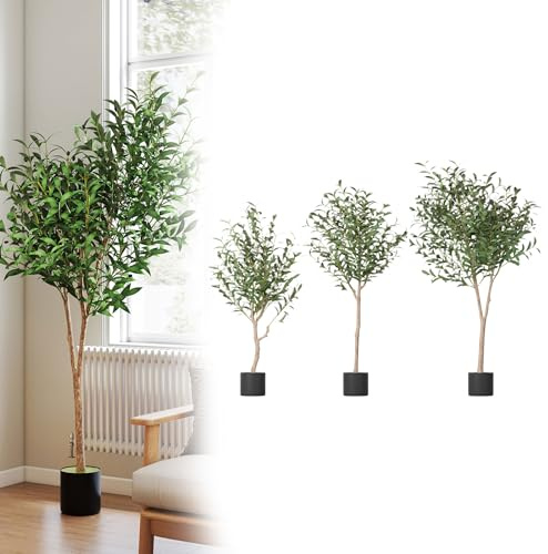 UISEBRT Pianta artificiale di ulivo, finto tropicale, grande pianta artificiale per ufficio, casa, balcone, giardino, decorazione per interni ed esterni, 120 cm