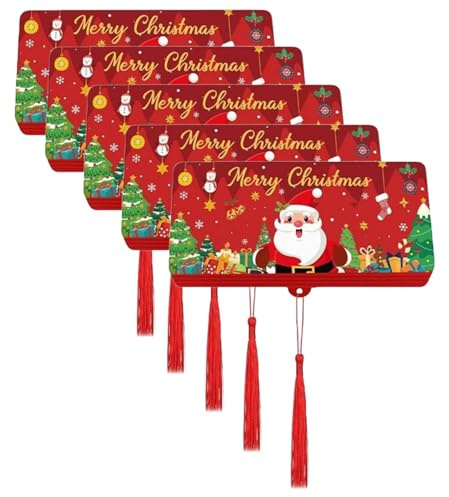 BDBFPAN 5 Stück Geldgeschenk Weihnachten, Faltbarer Weihnachtsumschlag mit 10 Kartenfächern, Geldgeschenke Verpackung Weihnachten Geeignet für Weihnachtsgeschenkgeber und DIY Liebhaber