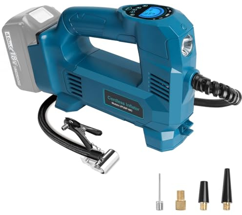 Waitley Cordless Tyre Inflator Air Compressor for Makita 18V Battery, 150 PSI Portable Tyre Pump with Digital Pressure Gauge, LED Light for Cars, Motorcycles, Bicycles and Sports Balls (Tool Only)